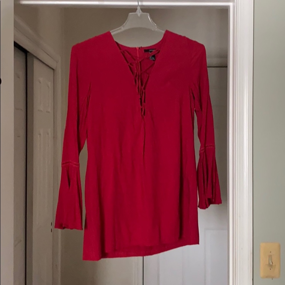 Forever 21 red lace up dress